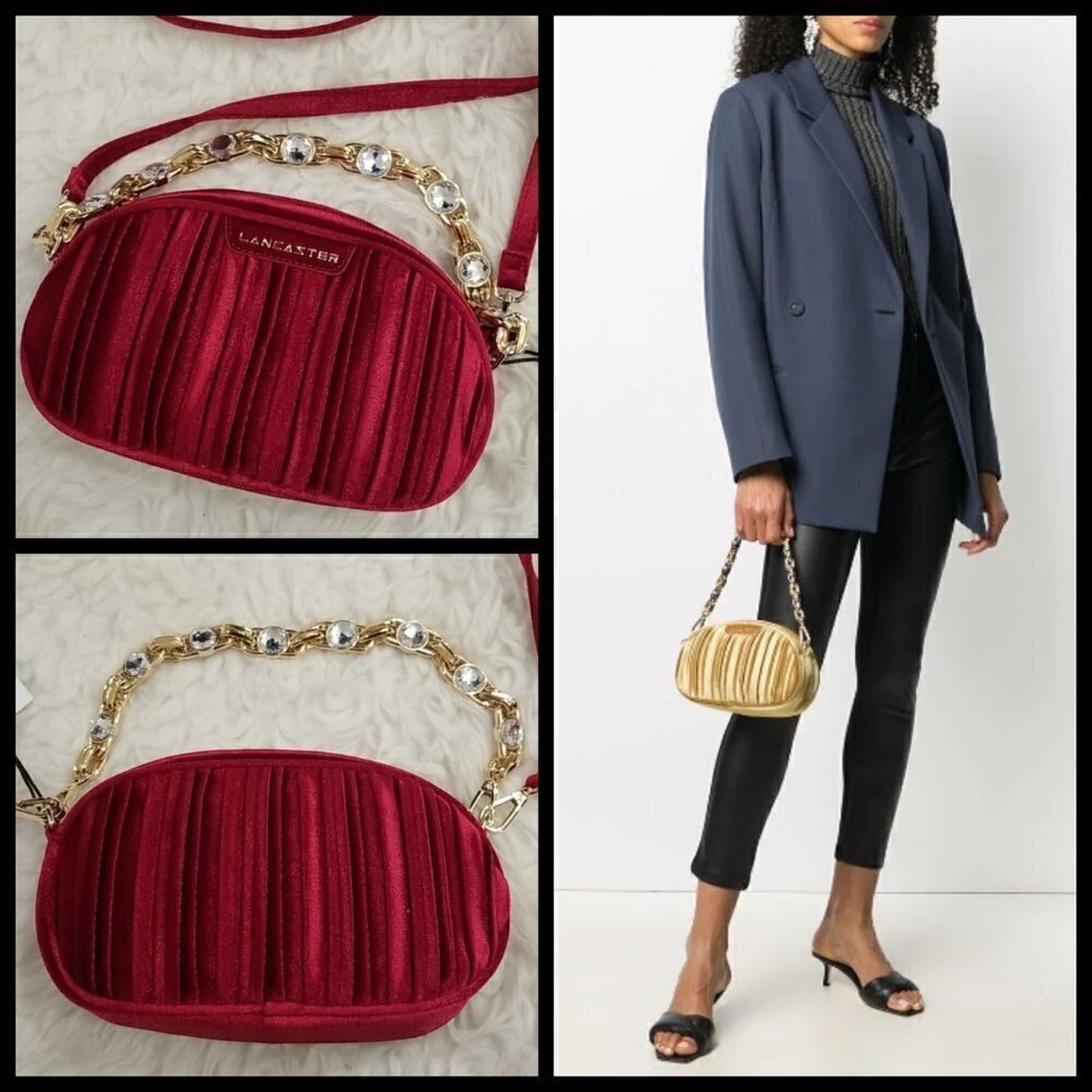 💕LANCASTER PARIS💕 Pleated Velvet Crossbody Bag